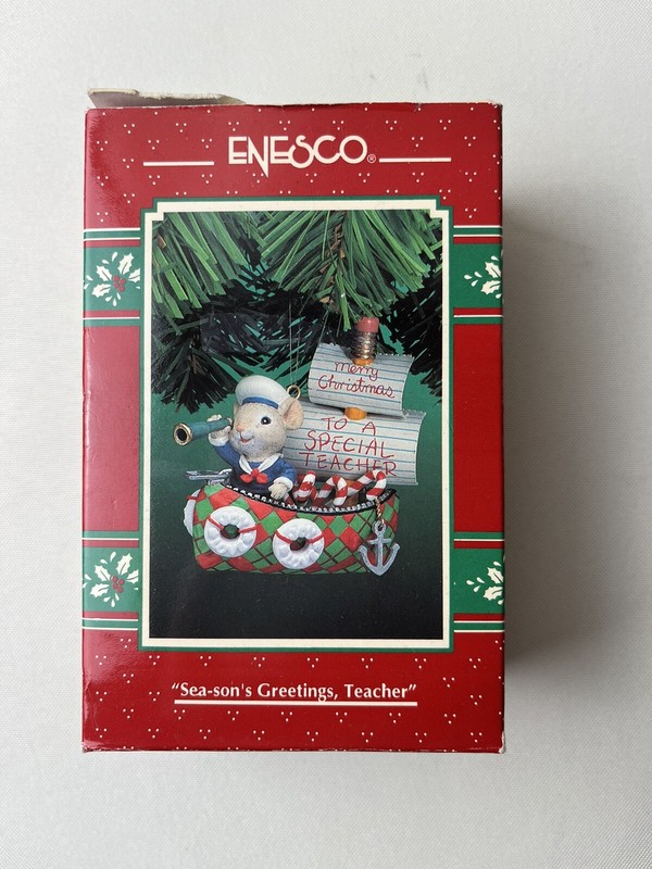 Vintage Enesco Treasury of Christmas Ornament "Sea-son's Greetings, Teacher"