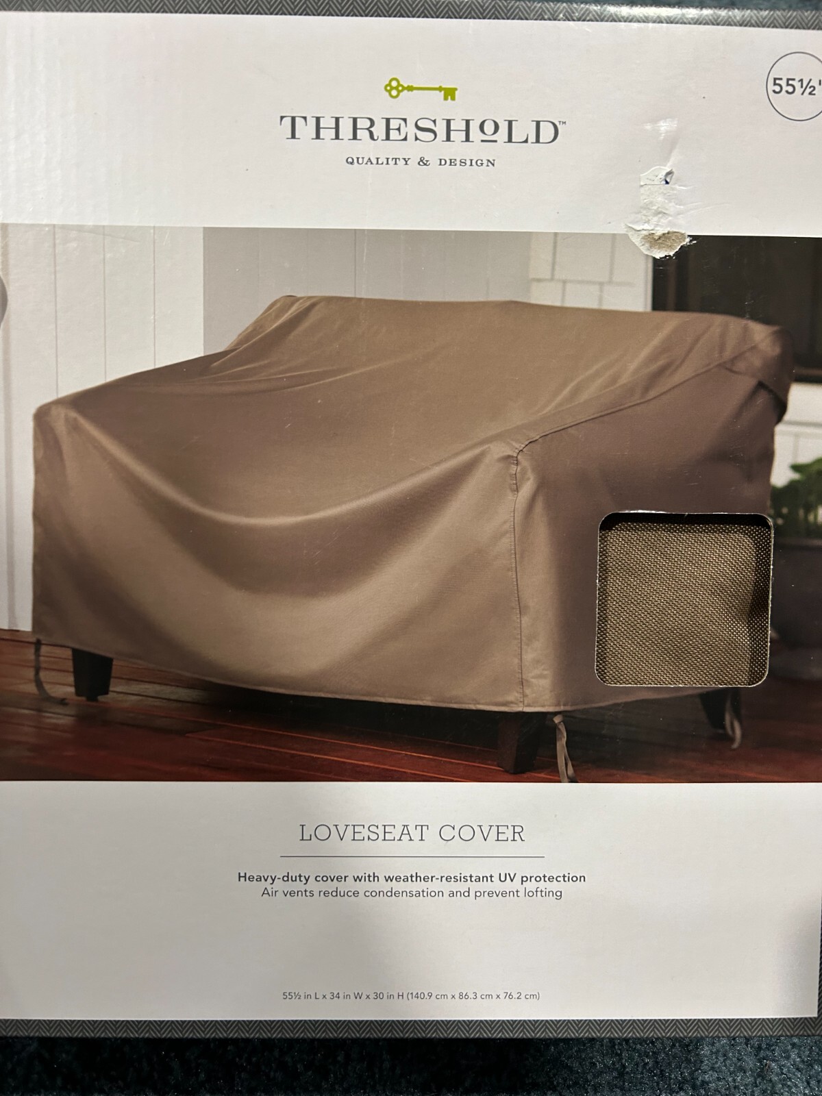 Threshold Heavy Duty Outdoor Loveseat Cover Water Resistant UV Protect 55 1/2"