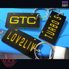 Personalized Black/Yellow Key Tag - Custom Key Chain - Engraved Label Key Ring