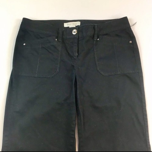 White House Black Market Womens 2 Ankle Pants Black White Stitching Stretch Work - Picture 2 of 12