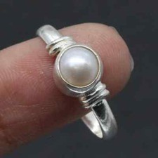 925 Silver Ring / Pearl / Midi Stacking Rings / Womens Rings Bands / ,All Size