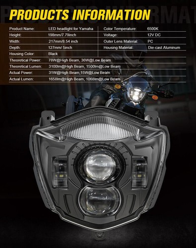 Fit For Yamaha XT660X XT660R 2004-2016 Motorcycle LED Headlight Assembly - Picture 11 of 16