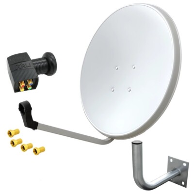 60 cm HD Sat Anlage Digital Quad LNB + Wandhalter 45 cm HD 4 Teilnehmer Antenne
