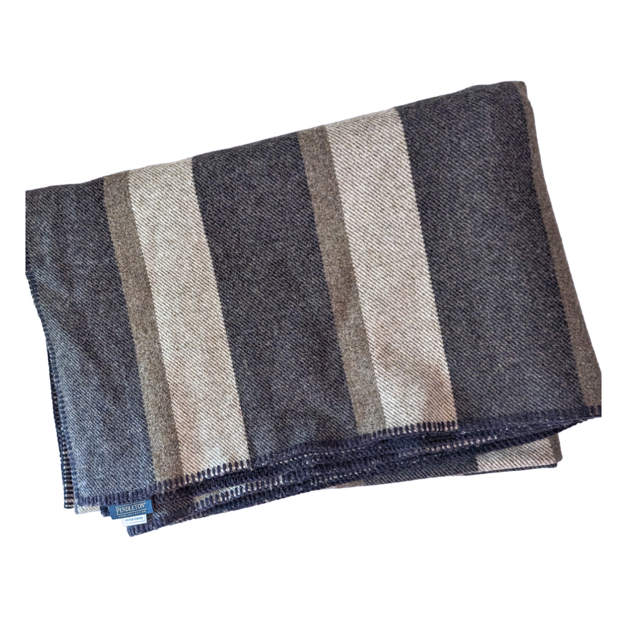 Pendleton Eco-Wise Washable Wool Blanket Midnight Navy Stripe Twin Throw Blanket