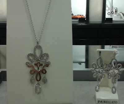 Set Collana E Orecchini Pendenti Leaf Marquis - Stile Retrò Nero E Argento Con Punti