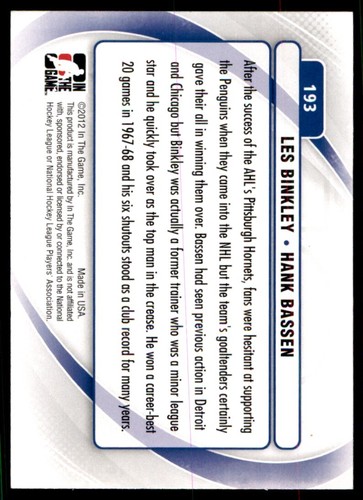 2011-12 In The Game Between Pipes Les Binkley/Hank Bassen Pittsburgh Penguins - Picture 2 of 2