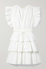 ULLA JOHNSON Camilla ruffled pintucked cotton-poplin mini dress