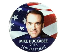 2016 MIKE HUCKABEE for PRESIDENT 2.25" CAMPAIGN BUTTON, mhf