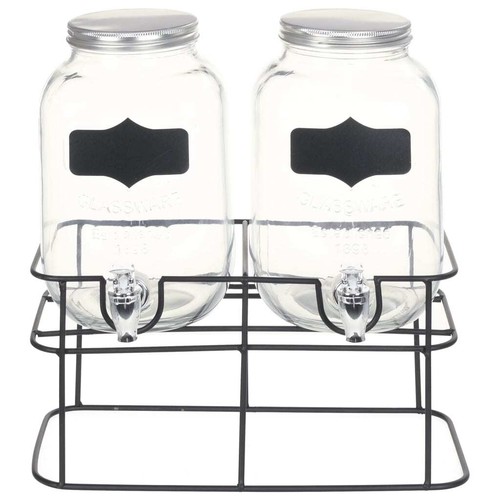 2x Distributori di Bevande con Supporto Vetro Brocche Caraffe Dispenser vidaXL - Foto 3 di 6
