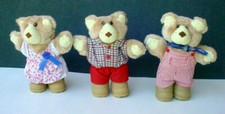3 Vintage 1986 Wendy s Furskins Plush Stuffed Bears 7" Dudley Boone Hattie