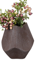 Formano Moderne Vase Blumenvase Ca. 18 Cm Hoch Keramik Braun Gold Gewellt 792679