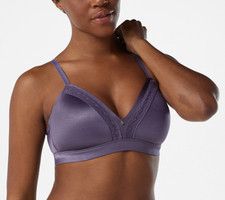 Breezies Microfiber and Lace Wirefree Contour Bra-Antique Violet-Large-A346538