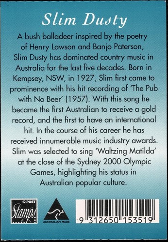 Australian 2001. Australian Legends Booklet. Barcode 1 Philatelic. - Picture 3 of 3