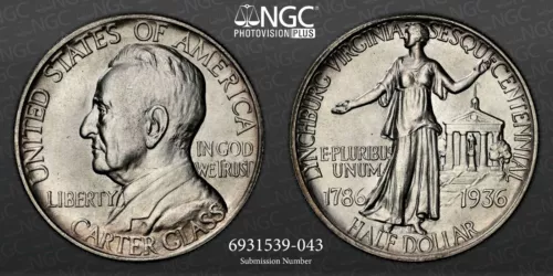 1936  50C  LYNCHBURG SILVER HALF DOLLAR COMMEMORATIVE NGC MS66 #6931539-043
