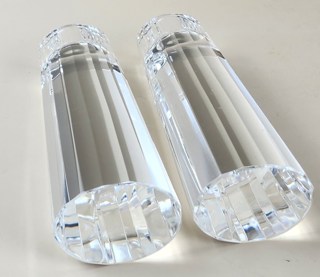Oleg Cassini, Faceted Crystal Candlestick Holders, 6" Tall, Elegant Crystal