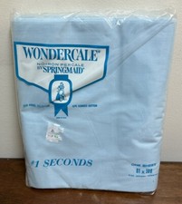 Vtg Wondercale No Iron Percale Blue Full Flat Sheet Made USA NEW NOS