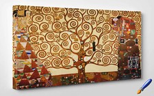 🎨 Quadro Vernice Pennellate Klimt L'Albero della Vita Stampa su Tela Canvas 
