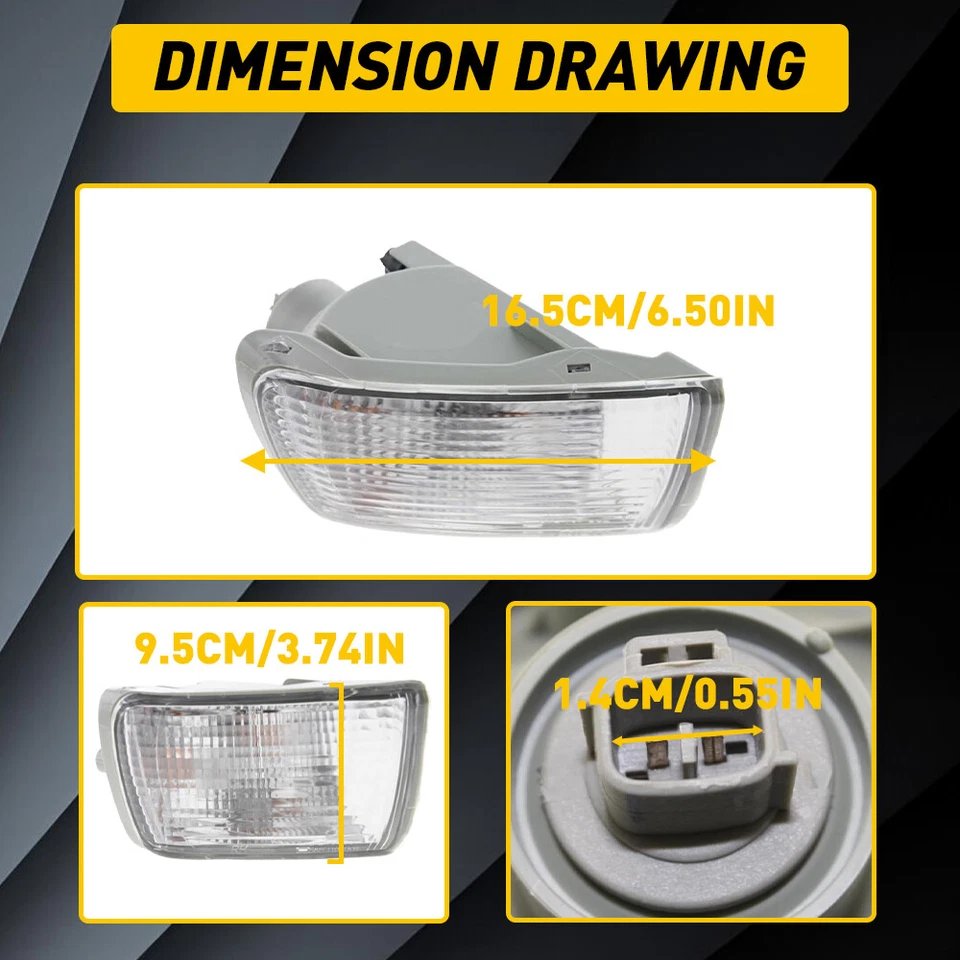 Luz de señal de giro de estacionamiento en esquina delantera con bombilla transparente para Toyota 4Runner 2003-2005 Foto 4 de 4