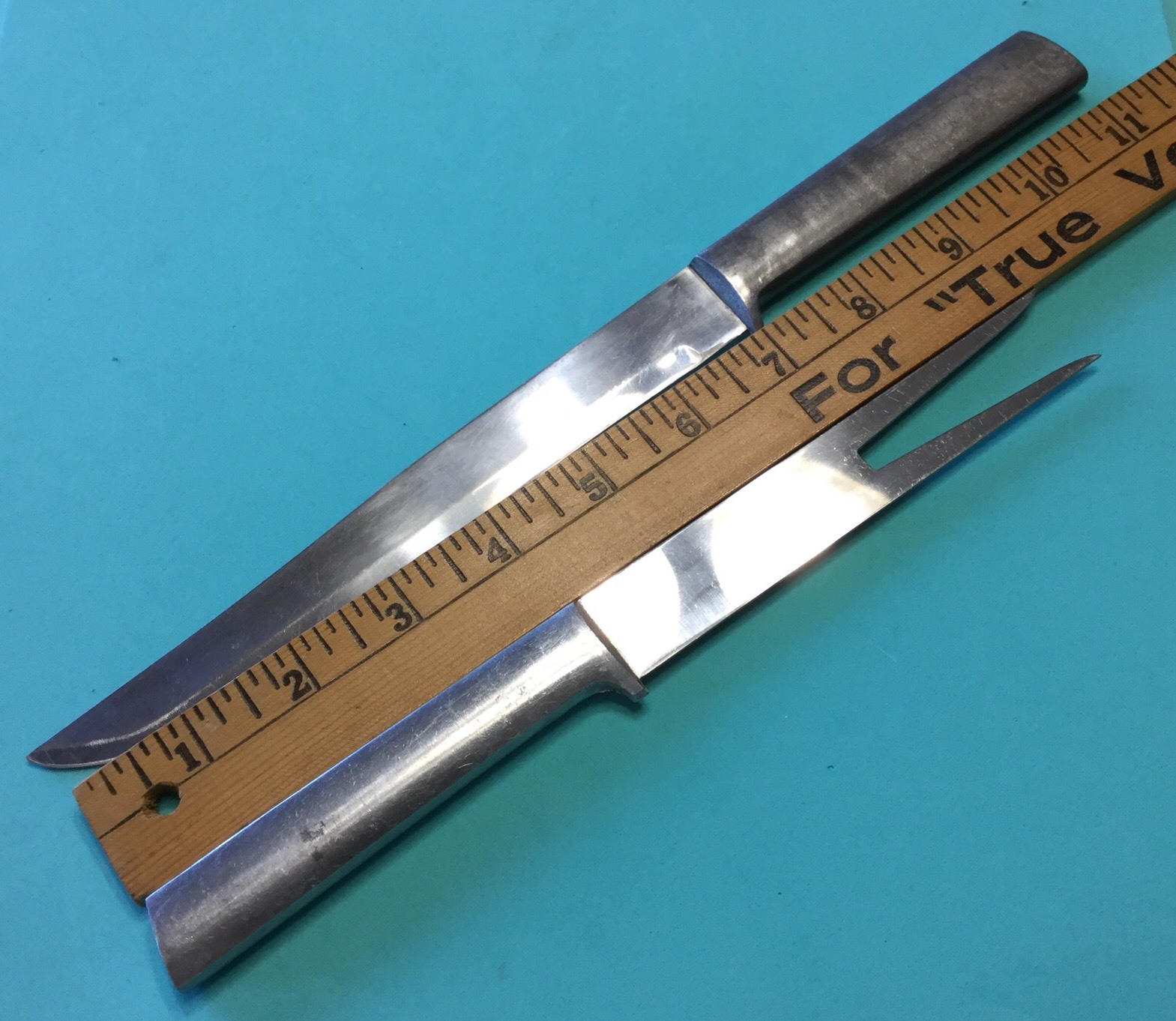 Modern MCM Carving Set Knife & Meat Fork Brushed Aluminum Handle Stainless Blade eBay