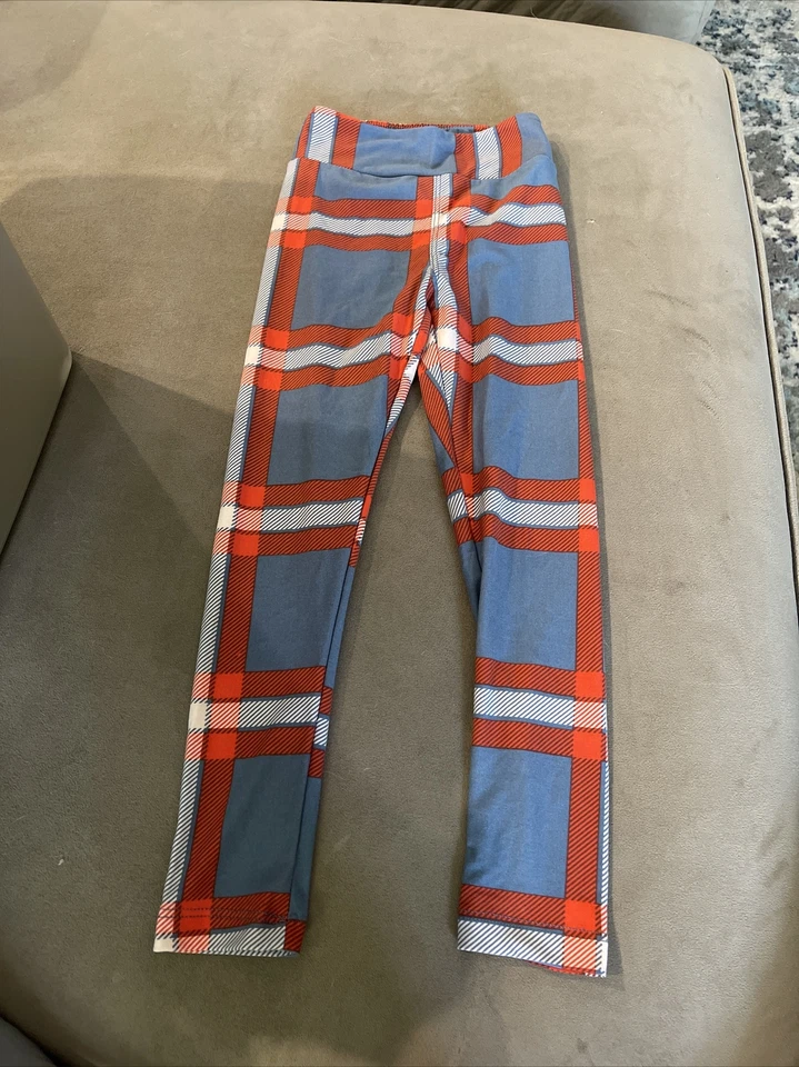 Leggings a juego Lularoe Mommy and Me Tween y OS rojo blanco y azul a cuadros Foto 4 de 4