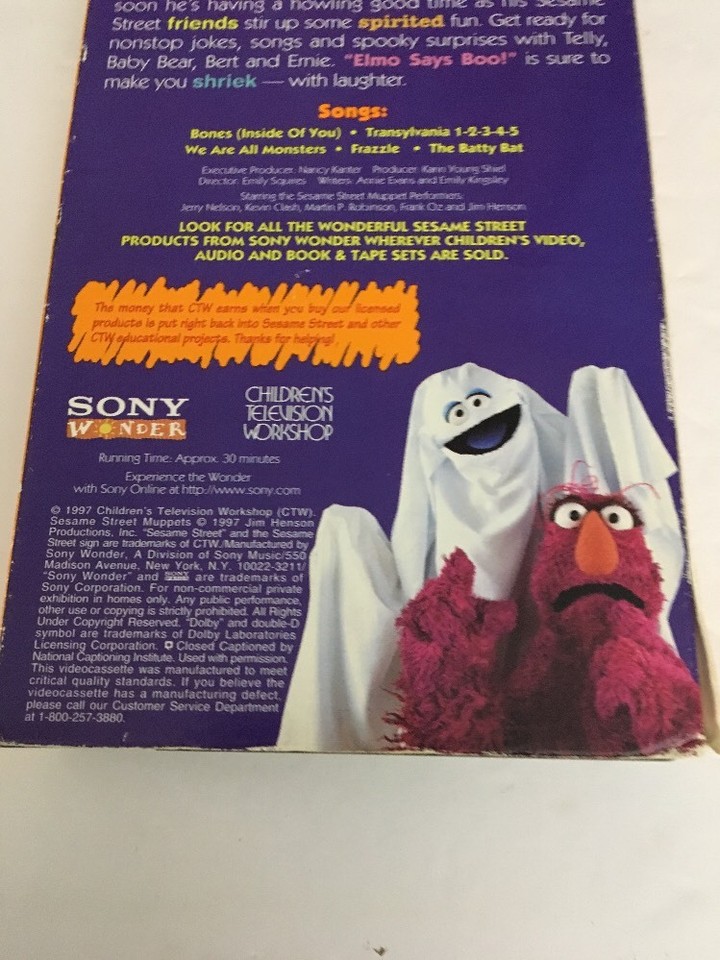 Sesame Street-Elmo Says Boo [VHS]-TESTED-RARE VINTAGE COLLECTIBLE-SHIPS ...