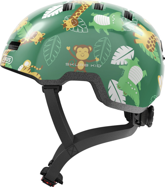 Casque trottinette ABUS Skurb Kid vert jungle pour sorties et trajets école S