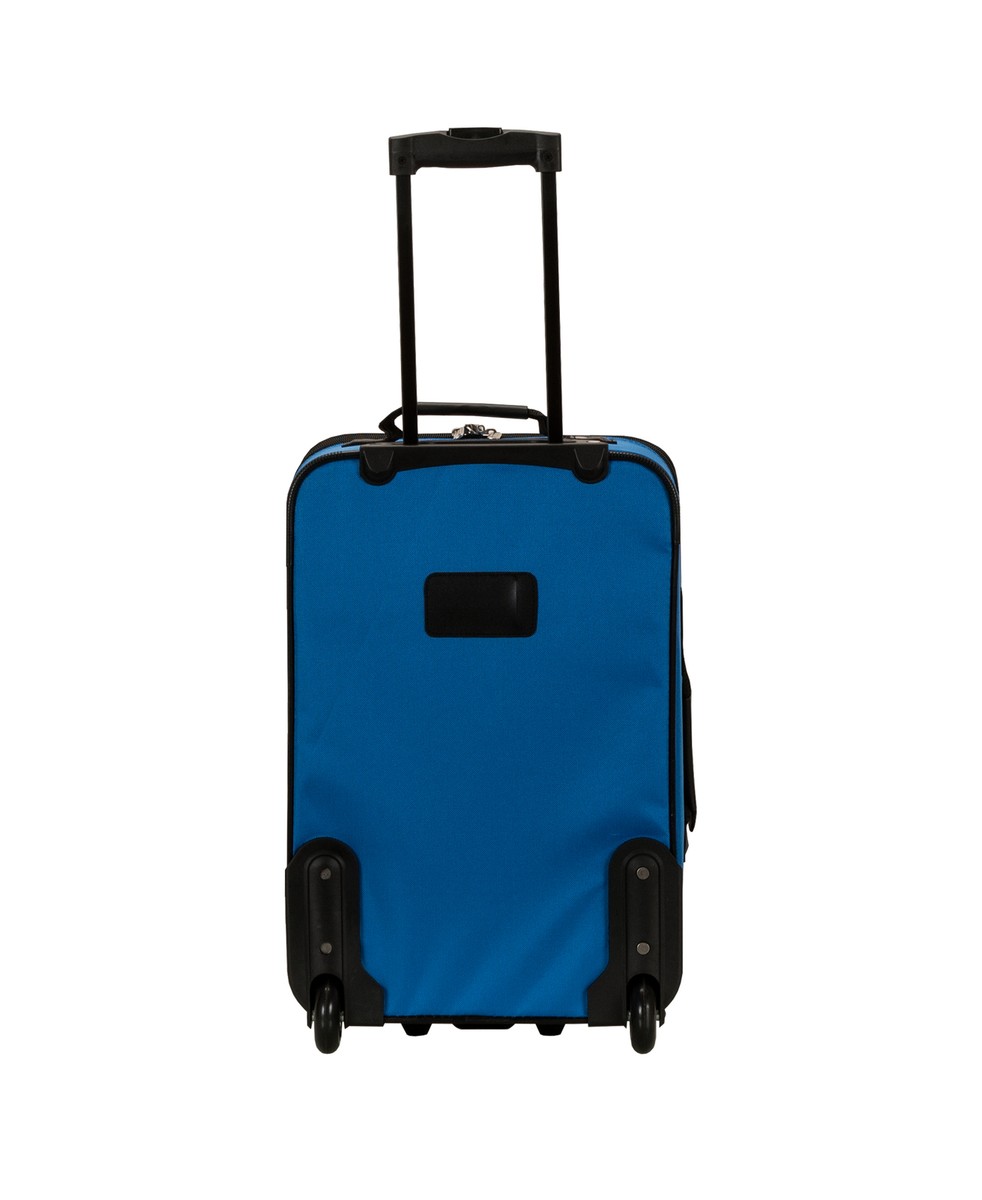 Rockland 2 PC Carry on Luggage Set Rolling Wheel Suitcase Blue