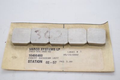 Pack of 5 NEW Varco Systems SHC63D8R VR77 Carbide Insert 
