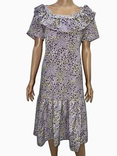 NWT Vintage Retro 60S Style Lavender Flower Midi Dress Tie Back One Size FitsSML