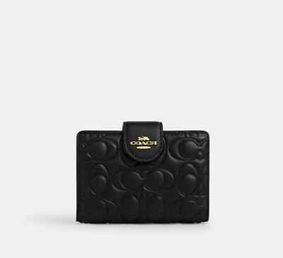 NWT Coach Medium Corner Zip Wallet In Signature Leather CZ341 | eBay