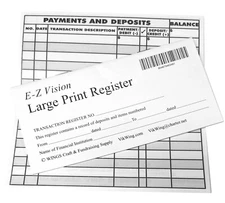 Large Print Low Vision Checkbook Transaction Registers Bank Book