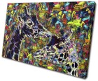 Giraffe Colourful Paint Animals SINGLE CANVAS WALL ART Picture Print