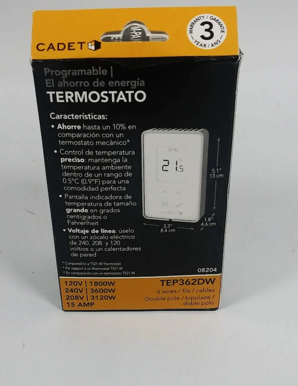 Cadet TEP362DW 120/240-volt White TEP Series 5-2 Day Programmable  Thermostat 27418082046 | eBay