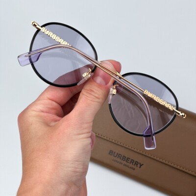 SALE! NEW Burberry BE3148D 10171A Black Lillac Oval Unisex Sunglasses BE 3148D Burberry Women Sunglasses Black Gold Lilac Oval BE3148D  main image 2