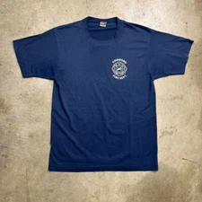 Vintage 90s screen stars Edinboro Fire Dept T-Shirt Medium blue single stitch