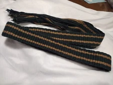 Item22  Powder Horn straps/Pair Leg Ties Dark Pine Green & Tan 37" long x 1 1/4"