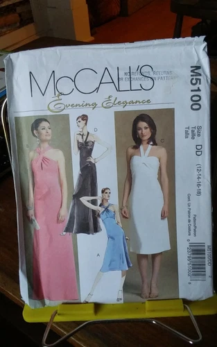 Evening Elegance McCalls 5100 misses gown bias cut straps empire sz 12-18 NEW