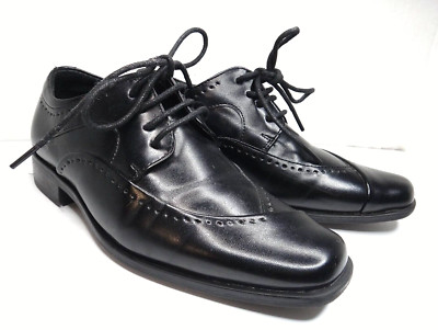 Stacy Adams Dress Oxfords, Lace Up, Faux Leather, Black, Boys Size 1 M