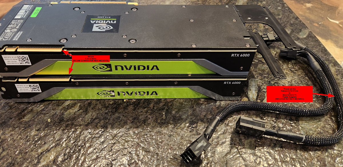 TWO (2x) NVIDIA Quadro RTX 6000 24GB (48GB Total) GDDR6 (READ DESC! Dell  263NN)