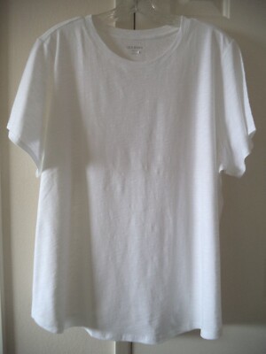 Old Navy White Cotton Slight Slub Scoop Longer Curve Hem T-shirt 3XL 22 24 3X
