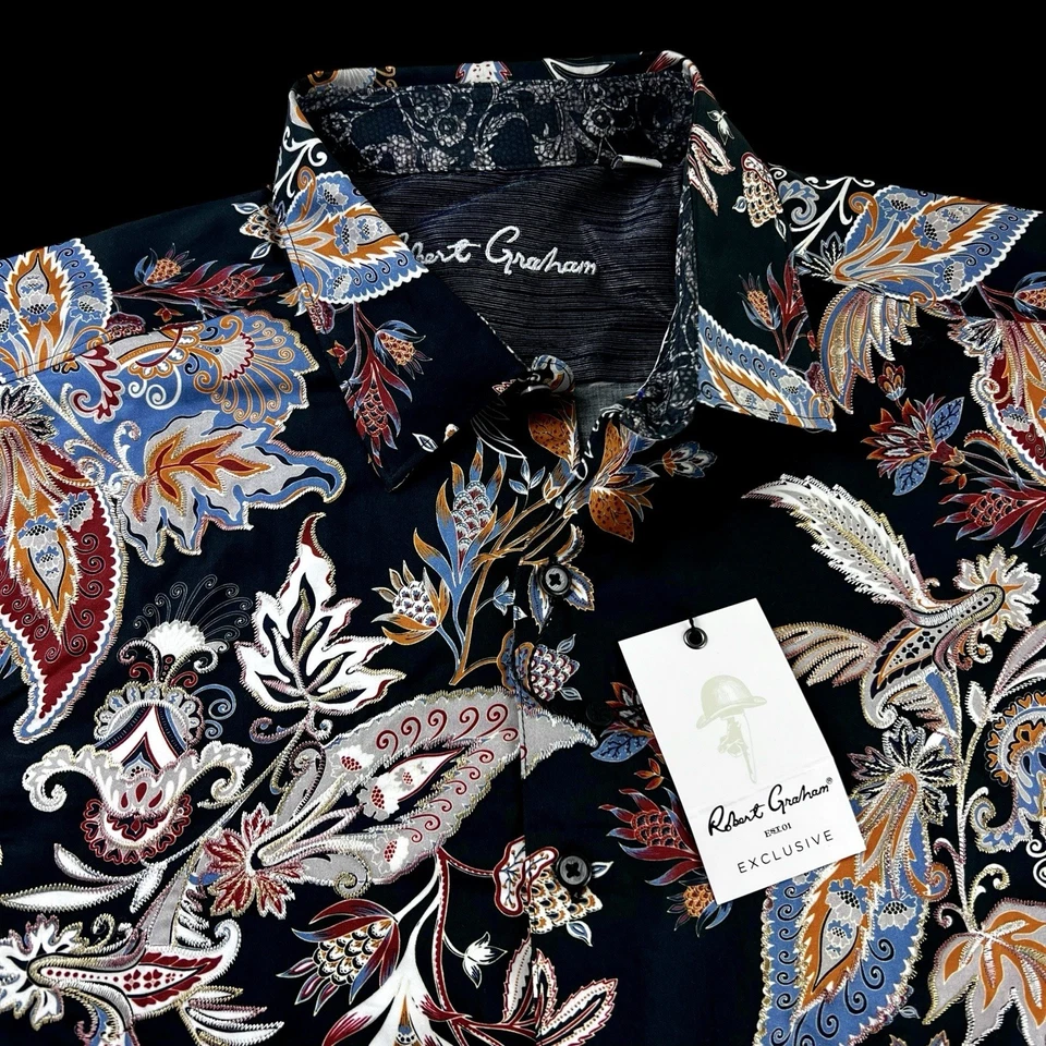 Robert Graham Exclusive Embroidered Floral Paisley Sport Shirt Large $399 - Image 3 of 4