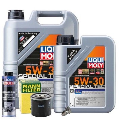 Motoröl 5W30 LIQUI MOLY 6L+MANN Ölfilter+Spülung+Ölablassschraube