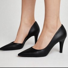 12 Thompson Rochelle Black Pointed Toe Pump d'Orsay High Heels Mens 9.5M BKS