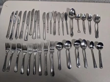 Mixed Lot 35 Pieces Silverware Tableware Forks Spoons Knives