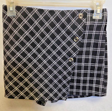 SO KOHLS Girls Plaid Black White Skort Size L 10 12 EXCELLENT