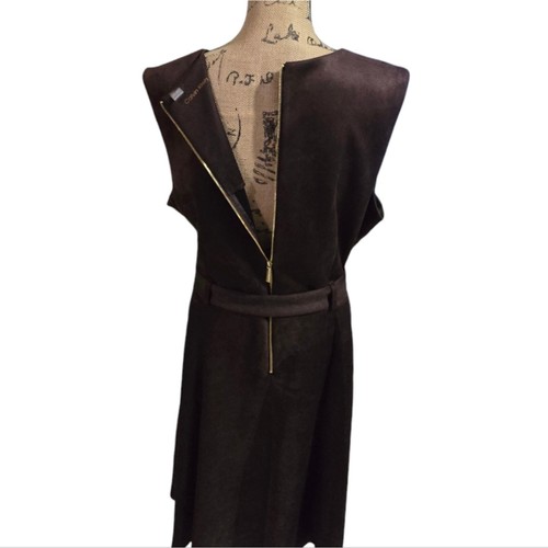 Calvin Klein Brown Vegan Suede Moleskin Belted Fit Flare Dress Plus Size 20 W - Picture 5 of 10