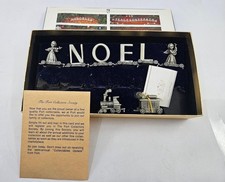 Vtg Fort Pewter NOEL Xmas Train Set 8 Connecting Pcs Angels USA NEW 8.5" READ