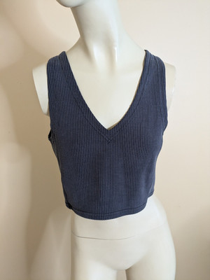 Lululemon Ribbed Softstreme Cropped Tank Top Black Active Women's Size 10