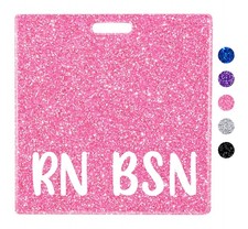 RN BSN Badge Buddy Card Nurse Nursing Accessories Glitter Horizontal Badge Id...