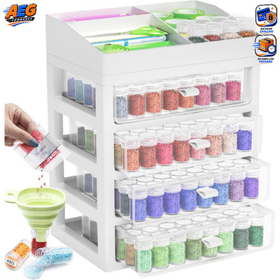 Diamond Painting Zubehör Boxen 192 Stück Aufbewahrungsbox mit Koffer für